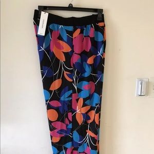 Calvin Klein Women’s High Rise Wide Leg chiffon Floral Pants Plus Size /nwt